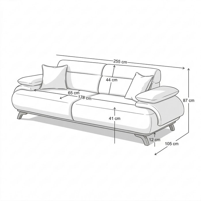 Atelier Del Sofa Bonjo Silver - Anthracite Sofá de 3 Plazas